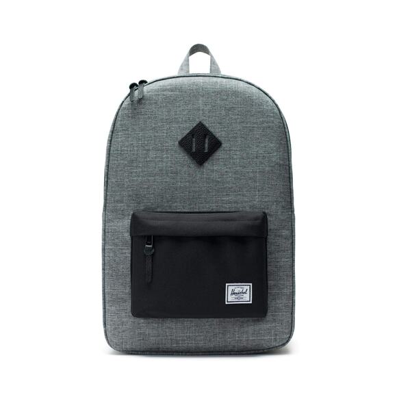 NWT Herschel Unisex Heritage Backpack 21.5L Raven Crosshatch Black Leather Trim - Picture 2 of 4